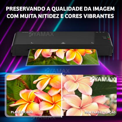 Imagem de Kit Plastificadora Yamax A4 Lm400 127V e 220V  Refiladora  5 Folhas de Plastificação