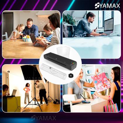 Imagem de Kit Plastificadora Yamax A4 Lm400 127V e 220V  Refiladora  5 Folhas de Plastificação