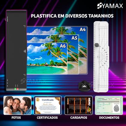 Imagem de Kit Plastificadora Yamax A4 Lm400 127V e 220V  Refiladora  5 Folhas de Plastificação
