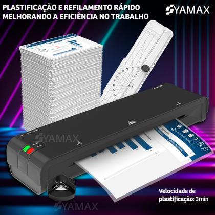Imagem de Kit Plastificadora Yamax A4 Lm400 127V e 220V  Refiladora  5 Folhas de Plastificação