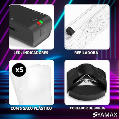 Imagem de Kit Plastificadora Yamax A4 Lm400 127V e 220V  Refiladora  5 Folhas de Plastificação