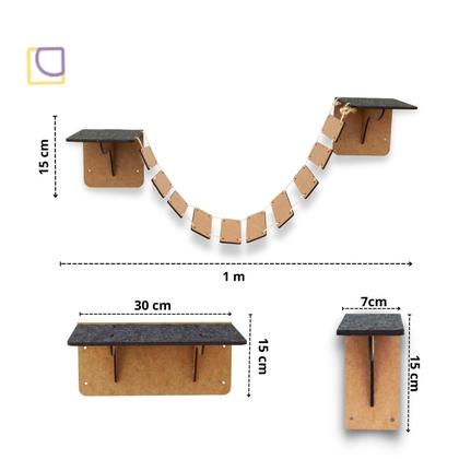 Imagem de Kit Playground Para Gato 11 Peças Nicho Ponte Arranhador Anti Stress Mdf