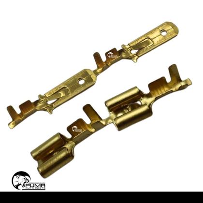 Imagem de Kit Plug Chicote Conectores 2 Vias Som Automotivo Terminal 6,3mm Macho Fêmea