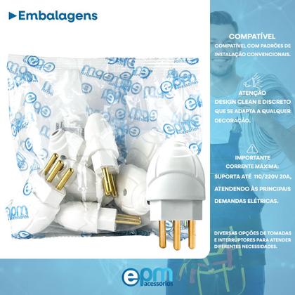 Imagem de Kit Plugue Macho 2p+t 20A + Tomada Fêmea 2p+t 20A Branco