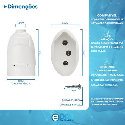 Imagem de Kit Plugue Macho 2p+t 20A + Tomada Fêmea 2p+t 20A Branco