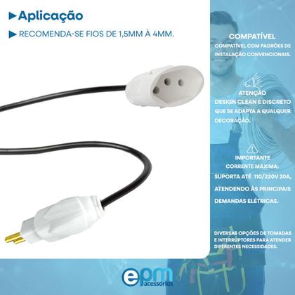 Imagem de Kit Plugue Macho 2p+t 20A + Tomada Fêmea 2p+t 20A Branco