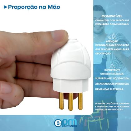 Imagem de Kit Plugue Macho 2p+t 20A + Tomada Fêmea 2p+t 20A Branco