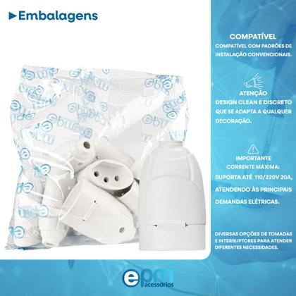 Imagem de Kit Plugue Macho 2p+t 20A + Tomada Fêmea 2p+t 20A Branco