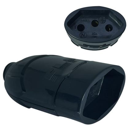 Imagem de Kit Plugue Macho 2p+t 20A + Tomada Fêmea 2p+t 20A Preto
