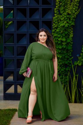 Imagem de Kit Plus Size Vestido Longo + Vestido Curto Ombro Só Midi Cropped