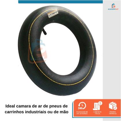 Imagem de Kit Pneu e Câmara para Carrinho de Mão 3,50x8 Reposição Durável para Equipamentos de Jardim e Construção