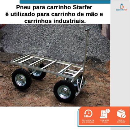 Imagem de Kit Pneu e Câmara para Carrinho de Mão 3,50x8 Reposição Durável para Equipamentos de Jardim e Construção