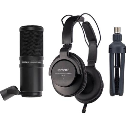 Imagem de Kit Podcast Microfone Zoom ZDM-1PMP c/ Fone, Cabo e Suporte