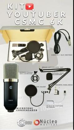 Imagem de Kit Podcast Youtuber Microfone Condenser Custom Sound Csmc6k