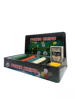 Imagem de Kit Poker Profissional Lata 300 Fichas Chips 2 Baralhos