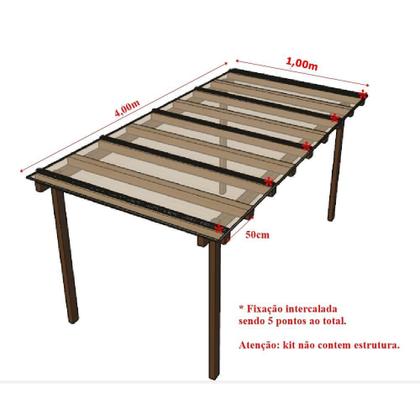Imagem de Kit Policarbonato Cristal 4mm 4,00m x 1,00m - Perfis Naturais