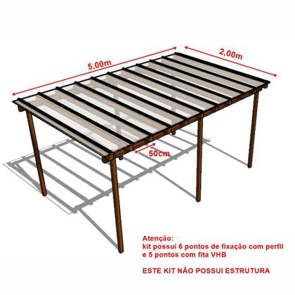 Imagem de kit Policarbonato Cristal 4mm 5,00m x 2,00m - Perfis Naturais