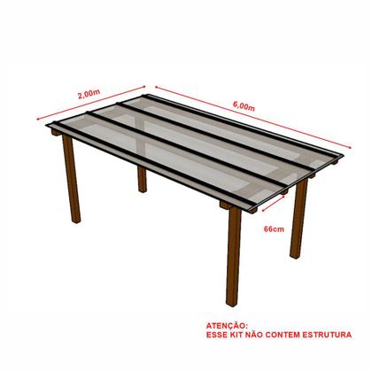 Imagem de Kit Policarbonato Cristal 6mm 2,00m x 6,00m - Perfis Naturais