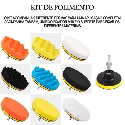 Imagem de Kit Polimento Automotivo 5 Pol. 11pçs Boinas P/ Furadeira