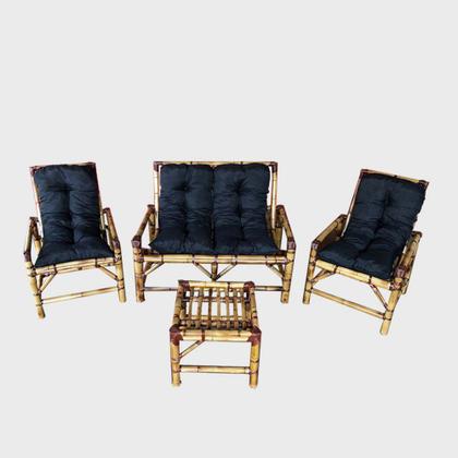 Imagem de Kit Poltrona Bambu 4 L Com Almofadas Para Edícula E Jardim