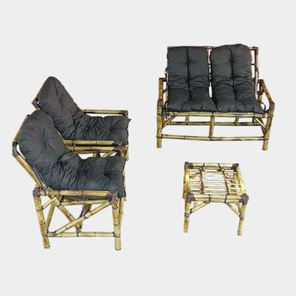 Imagem de Kit Poltrona Bambu 4 L Com Almofadas Para Edícula E Jardim