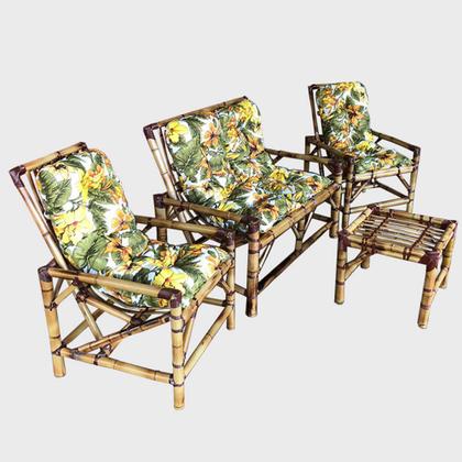 Imagem de Kit Poltrona Bambu 4 L Com Almofadas Para Edícula E Jardim
