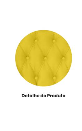 Imagem de Kit Poltrona Decorativa Julia + Puff Luis Xv Couro Amarelo Pés Madeira Mz Decor