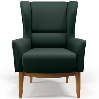 Imagem de Kit Poltrona Decorativa Milena D02 com Puff Viseo Linho Verde C-117 - Lyam Decor