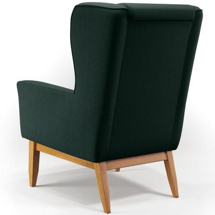Imagem de Kit Poltrona Decorativa Milena D02 com Puff Viseo Linho Verde C-117 - Lyam Decor