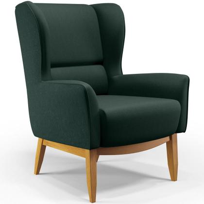 Imagem de Kit Poltrona Decorativa Milena D02 com Puff Viseo Linho Verde C-117 - Lyam Decor