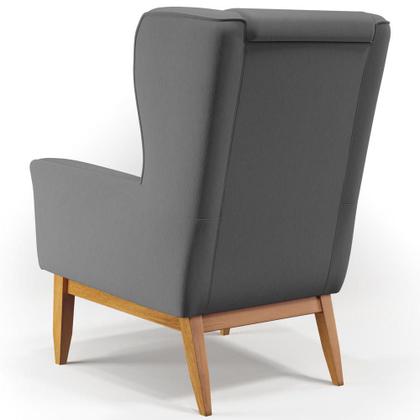 Imagem de Kit Poltrona Decorativa Milena D02 com Puff Viseo Veludo Cinza C-317 - Lyam Decor