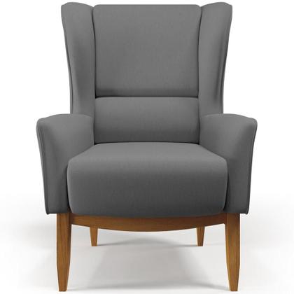 Imagem de Kit Poltrona Decorativa Milena D02 com Puff Viseo Veludo Cinza C-317 - Lyam Decor