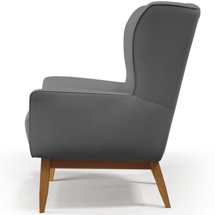 Imagem de Kit Poltrona Decorativa Milena D02 com Puff Viseo Veludo Cinza C-317 - Lyam Decor