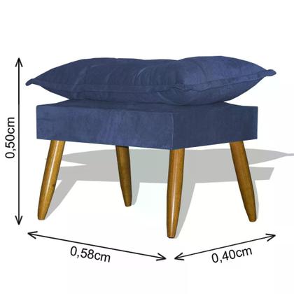 Imagem de Kit Poltrona Decorativa Nina com Puff Opala Azul Turquesa