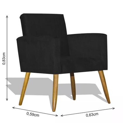 Imagem de Kit Poltrona Decorativa Nina com Puff Opala Preto