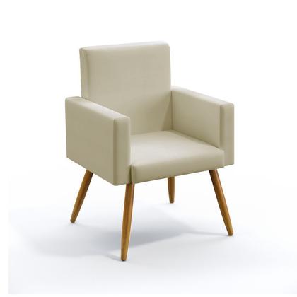 Imagem de Kit Poltrona Decorativa Nina e Puff Solar Suede Bege Aradecor