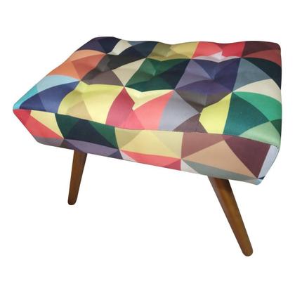 Imagem de Kit Poltrona Decorativa Nina + Puff Retangular Suede Triângulo Pés Madeira Ms Decor
