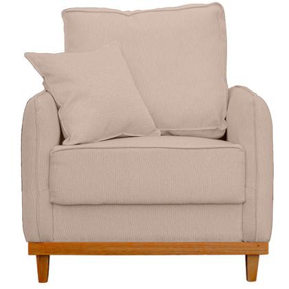 Imagem de Kit Poltrona e Sofa Sena 2 Lugar Base de Madeira para Sala Hotel Linho Palha