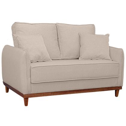 Imagem de Kit Poltrona e Sofa Sena 2 Lugar Base de Madeira para Sala Hotel Linho Palha