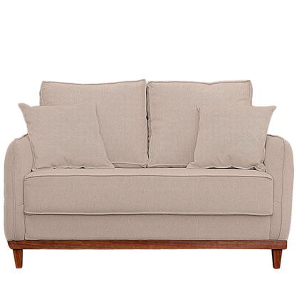 Imagem de Kit Poltrona e Sofa Sena 2 Lugar Base de Madeira para Sala Hotel Linho Palha