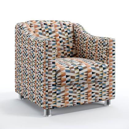 Imagem de Kit Poltrona Namoradeira e 2 Poltronas Decorativa Para Sala De Estar Alya Sued Estampado Laranja Aradecor