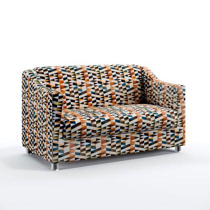 Imagem de Kit Poltrona Namoradeira e 2 Poltronas Decorativa Para Sala De Estar Alya Sued Estampado Laranja Aradecor