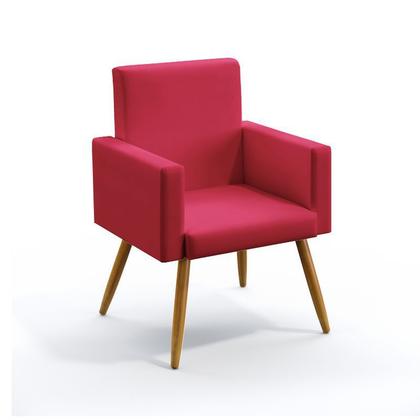 Imagem de Kit Poltrona Namoradeira e 2 Poltronas Decorativas Nina com Puff Quasar Suede Vermelho Aradecor