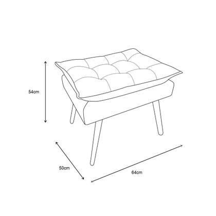 Imagem de Kit Poltrona + Puff Decorativo Opala Suede Composê Cerveja Pés Madeira Ms Decor