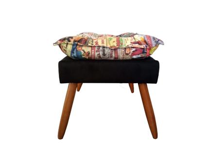 Imagem de Kit Poltrona + Puff Decorativo Opala Suede Composê Cerveja Pés Madeira Ms Decor