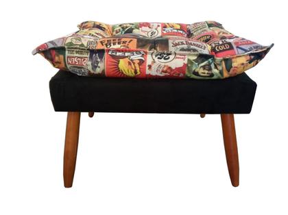 Imagem de Kit Poltrona + Puff Decorativo Opala Suede Composê Cerveja Pés Madeira Ms Decor
