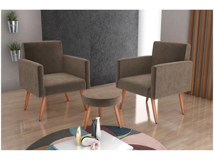 Imagem de Kit Poltronas com Puff Moderno Matrix Dallas