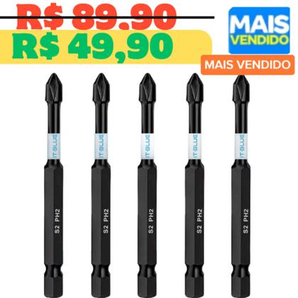 Imagem de Kit Ponteira Imantada 5 Peças MELHOR Ponteira Chave de fenda Parafusadeira Ima Philips