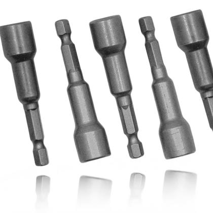 Imagem de Kit Ponteira Soquete Canhão 1/4 Com 5 peças para Furadeira