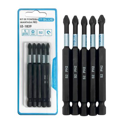 Imagem de Kit Ponteiras Phillips Magnetica Imã para Parafusadeira - IT-Blue